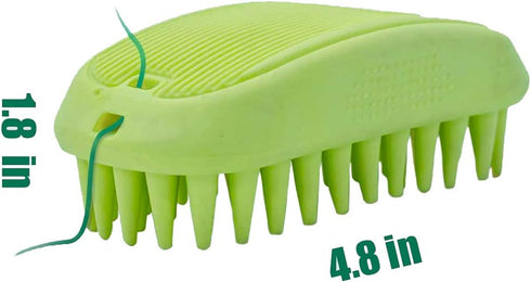 Pet Silicone Shampoo Brush for Long & Short Hair Dogs and Cats, Shower Wash Curry Brush (Green)