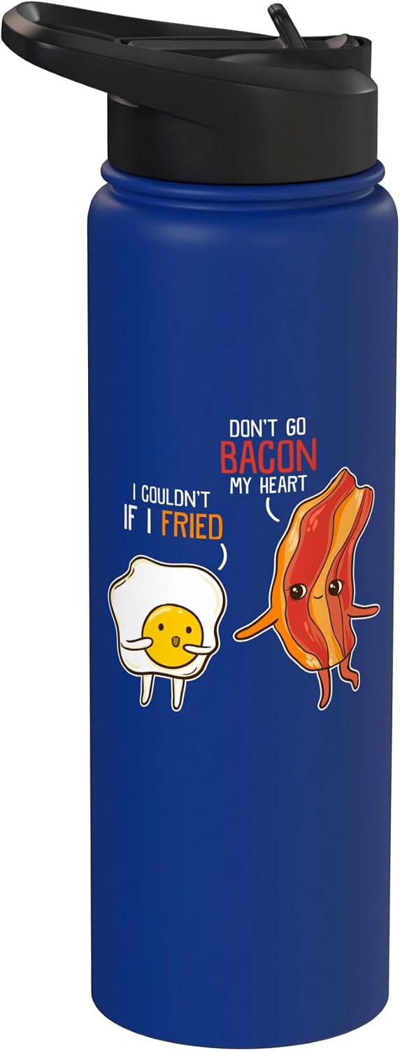 Egg Breakfast Brunch Food Funny Graphic Nul Tees Bacon Egg Pun Breakfast Don't Go Bacon on my Heart Kawaii Stainless