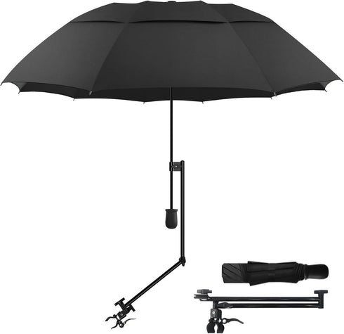 HOBVO UPF 50+ Golf Umbrella with Adjustable Universal Clamp, Portable Umbrellas for Rain,