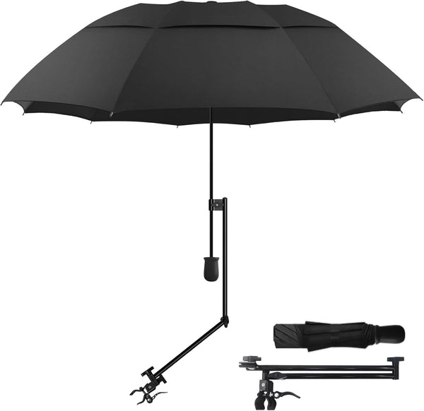 HOBVO UPF 50+ Golf Umbrella with Adjustable Universal Clamp, Portable Umbrellas for Rain,