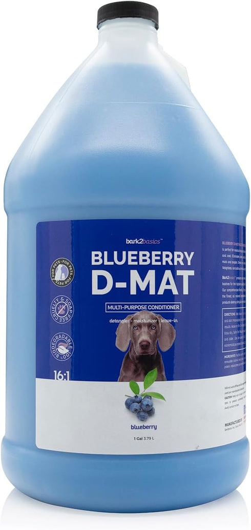 Bark 2 Basics Blueberry D-Mat Dog Conditioner - 1 Gallon, All Natural Ingredients, Loosens Tough Mats and Tangles