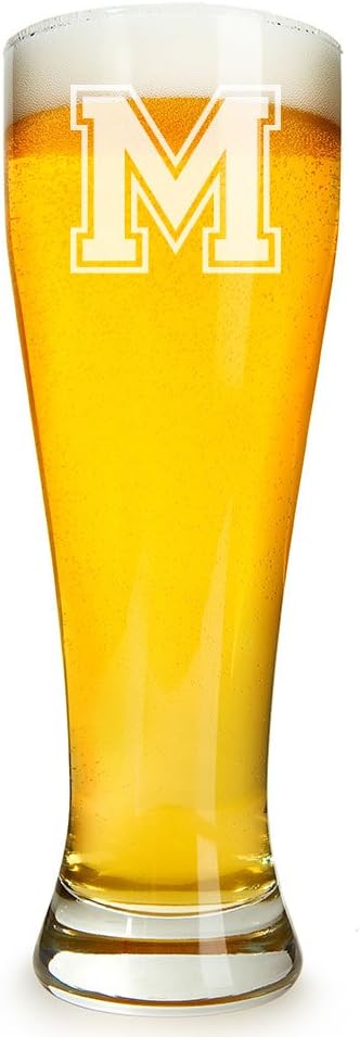 Abby Smith Collegiate Engraved Personalized Pilsner Beer Glass with Initial 16 Oz - Wedding