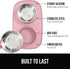 Gorilla Grip 100% Waterproof BPA Free Cat and Dog Bowls Silicone Feeding Mat Set, Stainless Steel Bowl Slip Resistant Raised Edges, Catch Water, Food Mess, No Spills, Pet Accessories, 1 Cup, Pink