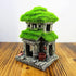 Fish House for Aquarium Decorations, Fish Hideout with Lifelike Moss and 2 pcs 4 inch Artificial Plants