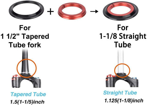 Lower Headset Bearing, Tapered Fork Straight Tube 44/55mm Aluminium Alloy Bike Cycling Accessory for Mountain Bike