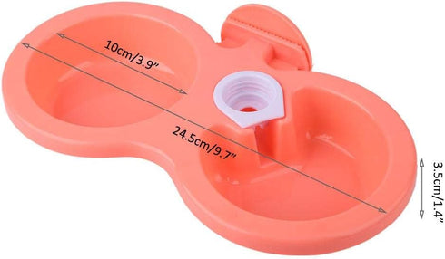 Double Dog Bowls, Dual Pets Hanging Pet Bowl for Food and Water Feeder, Plastic for Small Medium Dogs Cats