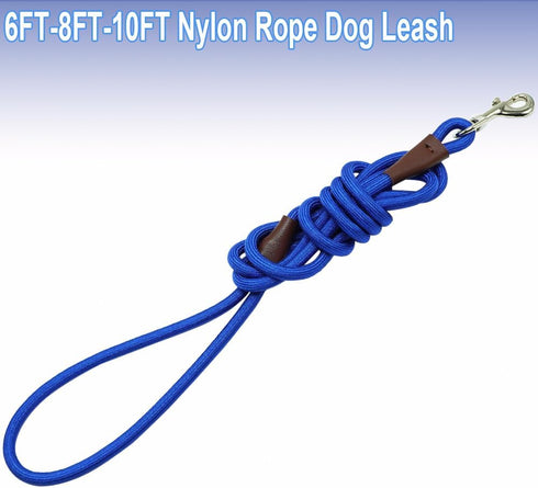Small Dog Leash, Lightweight Strong Nylon Rope 1/4" by 6/8/10 FT, Bright Classic Leash for Small Pets (6ft, Dark Blue)