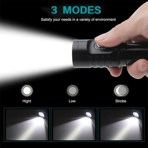 Scuba Diving Flashlight, 10000 Lumen IPX8 Waterproof Snorkeling Light, Rechargeable with 3 Modes