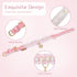 PetsHome Premium PU Leather Cat and Dog Collar, Adjustable, Cute Pearl, Beautiful Lace, Small Pink