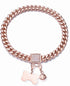 Rose Gold Chain Dog Collar - 10MM/14MM Cuban Link Chew Proof Stainless Steel for Small Medium Large Dogs (14mm, 18inch)