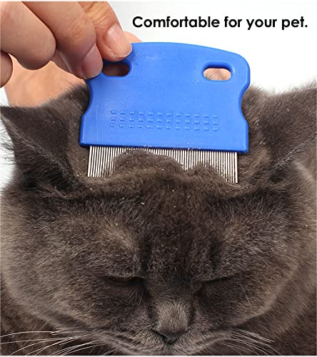 Patty Both Pet Lice & Flea Removal Comb/Brush, Stainless Steel Teeth, Sturdy Plastic Handle for Easy Cleaning (Blue)
