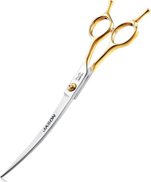 JASON 7.5" Curved Dog Grooming Scissors, Cats Grooming Shears Pets Trimming Kit