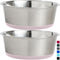 Gorilla Grip Stainless Steel Dog Bowl Set of 2, Heavy Duty Feeding Dishes, Holds 6 Cups (48 fl oz), Lt Pink