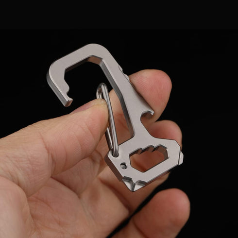FULLGUEEN Titanium Heavy Duty Keychain Carabiner, Multifunctional EDC Key Clip with Bottle Opener