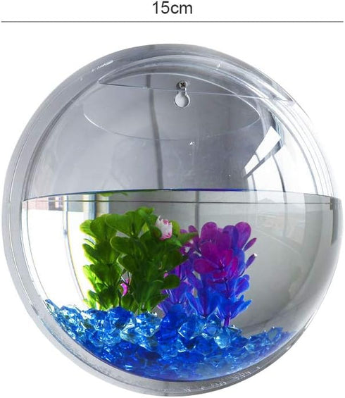 2PCS Wall Hanging Fish Tanks,Clear Acrylic Round Fish Tanks Flower Pot Vase,Hydroponic Air Plant Flower Pot,Acrylic Round Wall Mounted Hanging Fish Bowl Aquarium Tanks(Assorted Color)