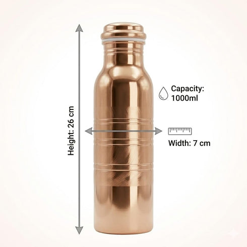 Generic 34 Oz Hammered Immediately Pure Copper Water Bottle Extra Large Ayurvedic Drinking Vessel Drink More Water