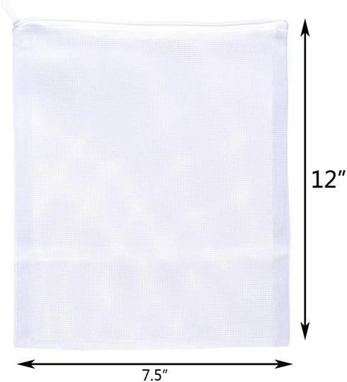 Large Aquarium Filter Bags - Reusable Mesh Bags with Plastic Zipper (7.5 x 12 inch, 6 Pack)
