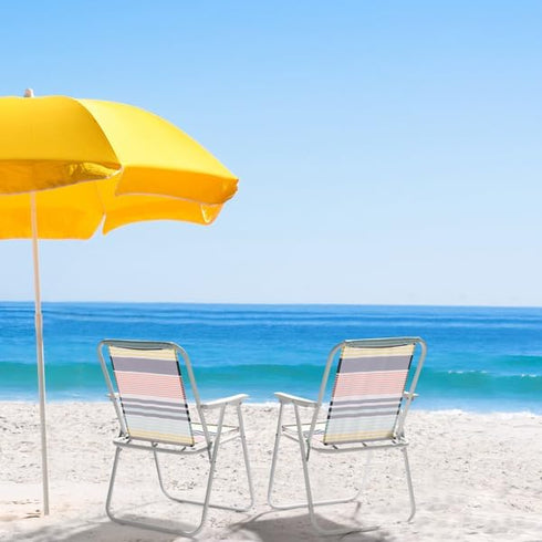Generic Folding Beach Chair, Portable Lightweight Camping Chair with High Back and Armrests, Foldable Outdoor Lawn