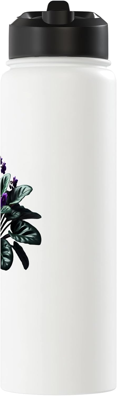African Violet Lover Gifts and Apparel African Violet Flower Plant Botanical Stainless Steel Insulated Water Bottle