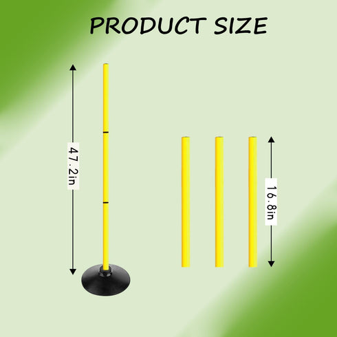 ASENVER 4FT Set Agility Poles Detachable Speed Training Poles Soccer Slalom Sticks with Agility Ladder and Cones
