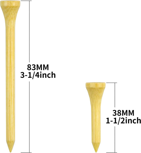 Wooden Golf Tees 3-1/4 inch 100 Count & 1-1/2 inch 20 Count, Golf Wood Tees (83mm & 38mm)