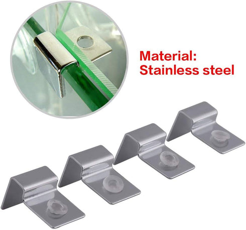 Pack of 4 Stainless Steel Aquarium Fish Tank Glass Cover Clip Support Holder for Protecting(12mm)