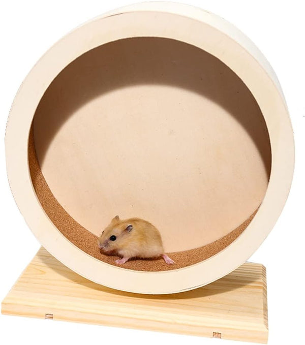 Hamster Wooden Silent Wheel, Medium Size 8.2", Quiet Spinner Exercise Wheel for Hamsters, Guinea Pigs, and Small Pets