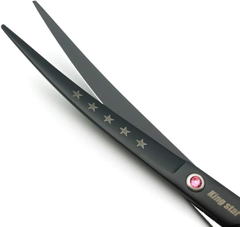 Kingstar 8.0in. Matt Black Professional Pet Grooming Scissors Set - Straight, Thinning & Curved Scissors with Comb
