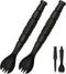 Tactical Spork, 3 in 1 Tactical Camping Utensils, Cutter Combo with Hidden Cutter, 2 Pack, Black