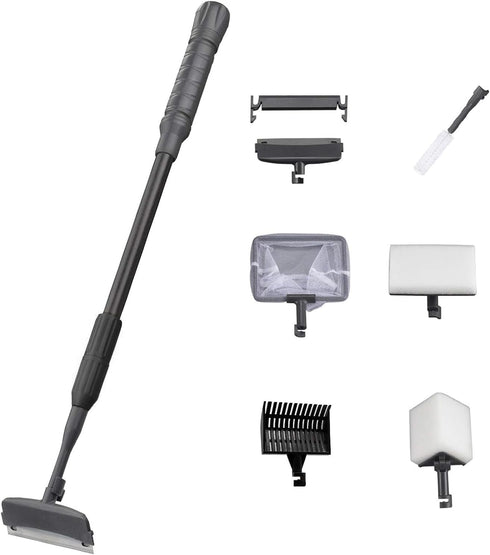 Carefree Fish 6IN1 Carbon Fiber Aquarium Cleaning Tools, Long Handle Adjustable Length Fish Tank Cleaner Kit