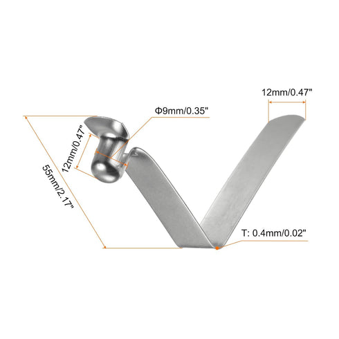 HARFINGTON 12pcs Single Button Kayak Paddle Snap Spring Clip, 55x12mm, 65Mn Spring Steel V-Shaped Hollow Lift Clips for