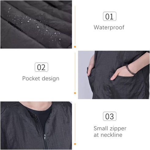 Short Sleeves Pet Grooming Smock with Zipper, Dog Grooming Work Clothes with 2 Pockets