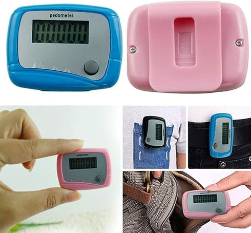 Red Portable Counter Mini Digital LCD Pedometer, Sports Walking Running Step Counter Meter with Calorie Monitor