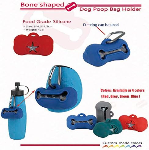 5 Rolls Portable Silicone Dog Poop Bags with Dispenser - Plastic Pooper Scoopers & Bags for Outdoor Travel