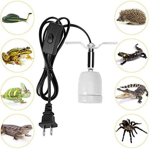 300W Reptile Lamp Socket Kit, 360° Heat Light Holder with Switch, E27 Socket for Lizard Turtle Snake Aquarium