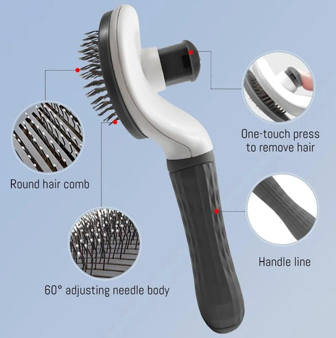 Self Cleaning Slicker Brush for Dogs, Cats, and Bunnies, Easy to Remove Loose Undercoat, Pet Massaging Tool