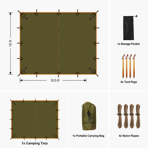 FREE SOLDIER Waterproof Portable Tarp for Outdoor Camping & Traveling (Brown)
