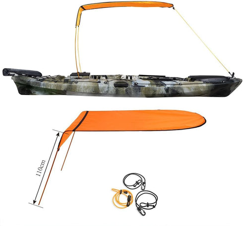 Sun Shade Canopy for Kayak Boat Canoe, Waterproof Awning Top Cover for Outdoor Fishing, Orange