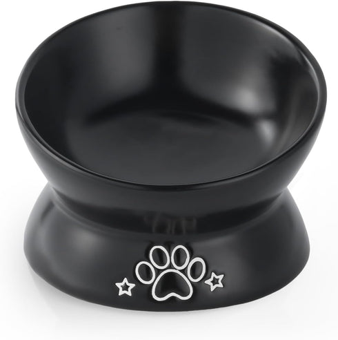 Elevated Cat Food Bowl, 5 Oz Ceramic Raised and Tilted Water Bowl, Anti Vomiting and Protect Pets' Spines Dishes for