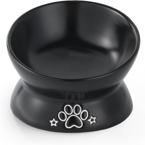 Elevated Cat Food Bowl, 5 Oz Ceramic Raised and Tilted Water Bowl, Anti Vomiting and Protect Pets' Spines Dishes for