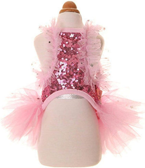 Fashion Sweet Puppy Dog Blingbling Princess Skirt, Pet Dog Lace Cake Camisole Tutu Dress, Pink Medium