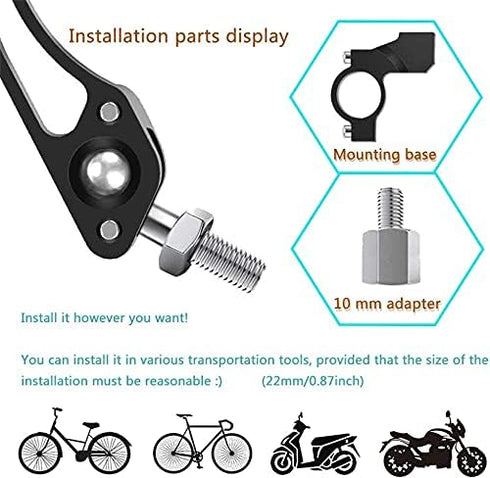 Handlebar Rearview Bike Mirrors, 2 Pack for Electric, Mountain, and Fixed Gear Bikes (Black)