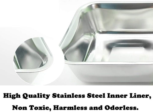 Love Dream Crate Dog Cat Bowls, Removable Stainless Steel Hanging Pet Cage Bowls, Large Blue