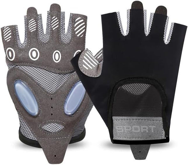 OVOY Non-Slip Breathable Workout Fingerless Gloves for Men Women, Gym Fitness Gloves for