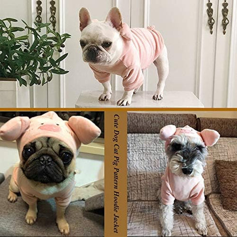 Dog Sweater - Pet Pig Pattern Sweatshirt for Small Dogs Cats, Puppy Hoodie Jacket for Spring, Winter & Autumn
