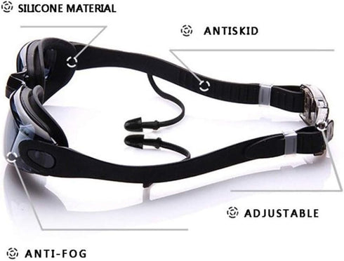 Swimming Goggles and Cap Set 4 in 1, Waterproof with UV 400 Protection, Clear Anti-Fog Lenses