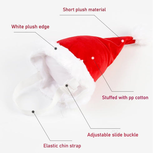 ANIAC Adjustable 3D Christmas Dog Hat for Small Dogs, Cat Santa Hat Costume