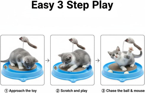 3 1 AUOON Cat Scratcher Toy with Ball Track - in Interactive Cat Toy, Cat Scratch Pad with Cat Ball Toy and Plush Cat