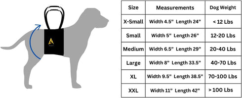 AGON Canine Dog Sling Carrier for Back Legs Support, Medium Black Harness for Dogs, Aid for Old K9 Cruciate