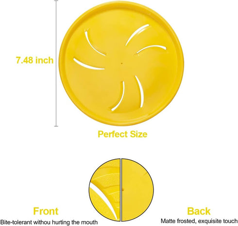 Indestructible Dog Flying Discs, Interactive Flyer Toys for Small Medium Dogs, 7.48 inch, Yellow